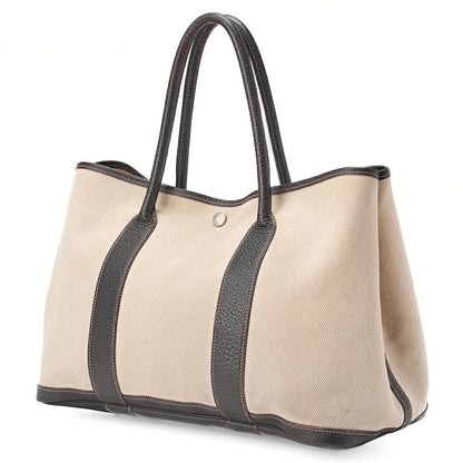 Hermes Garden Party PM Tote Bag Canvas Brown (silver Hardware) Ladies Bag Brand