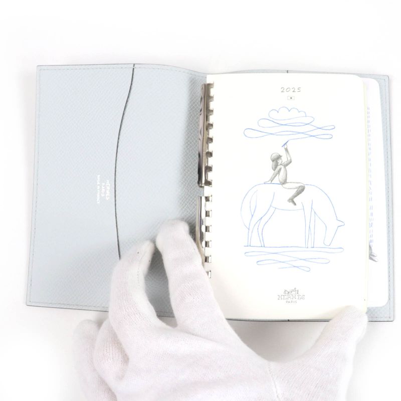 Hermes Agenda PM Vaux Epson Blue Brume Silver Hardware Calendar Refill 《PM》 1