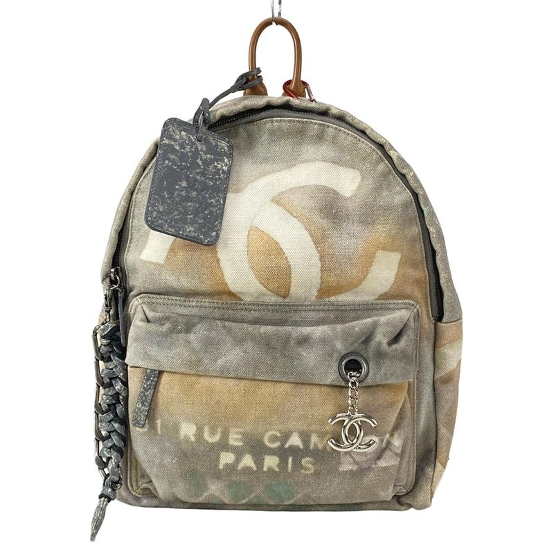 Chanel Backpack Sac Graffiti Canvas Backpack A92352 Grey X Beige X Multi