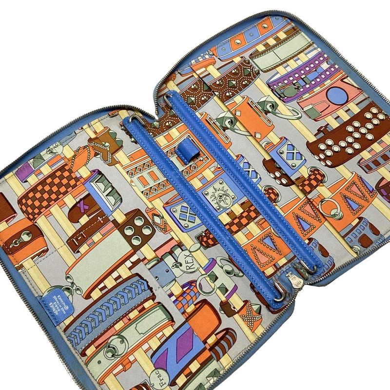 Hermes Notebook Agenda Zip Silk Inn Blue Round Zipper