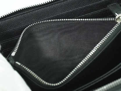 Authentic Prada Saffiano Leather Round Zipper Long Wallet Long Wallet Black