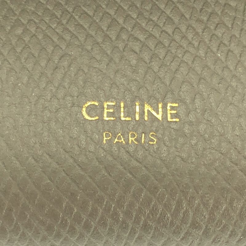 Celine - Leather Logo Small Trifold Compact Wallet Purse - Gray - Women's