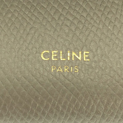 Celine - Leather Logo Small Trifold Compact Wallet Purse - Gray - Women's