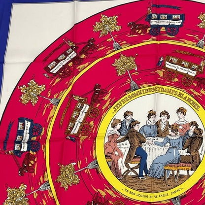 Hermes Scarf Carre 90 JEU DES Omnibus ET Dames Blanches Omnibus And The Lady's