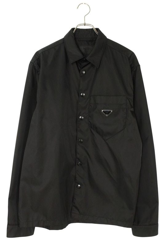 Prada Sc514 Re-nylon Triangle Logo Plate Long Sleeve Shirt Men's L
