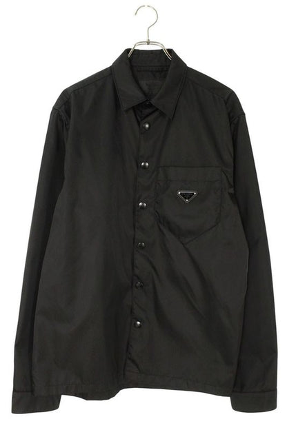 Prada Sc514 Re-nylon Triangle Logo Plate Long Sleeve Shirt Men's L