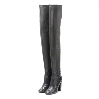 Chanel Boots Size 37 1 2 C Matelasse Long Leather Knee High Boots Cy High Boots