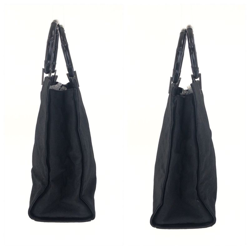 Gucci Bamboo Black Silver Hardware GG Canvas 002 And 1010 Handbag Tote Bag