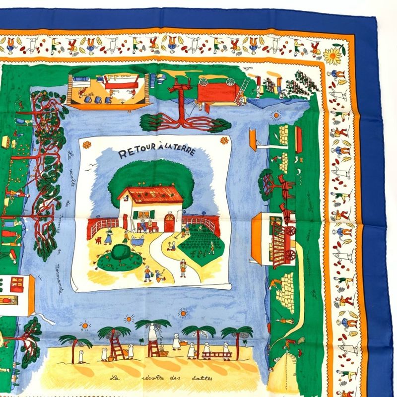 Hermes Carre 90 Retour A LA Terre Homeward Bound 100% Silk Scarf