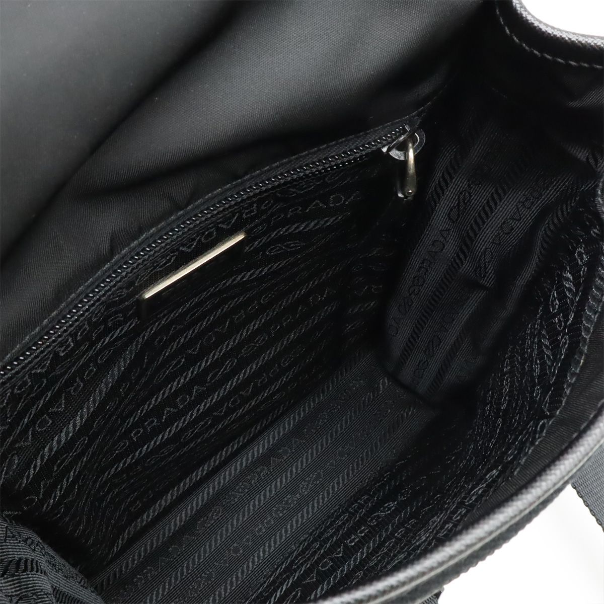 Prada Shoulder Bag Pochette Crossbody Nylon Leather NERO Black Black Silver
