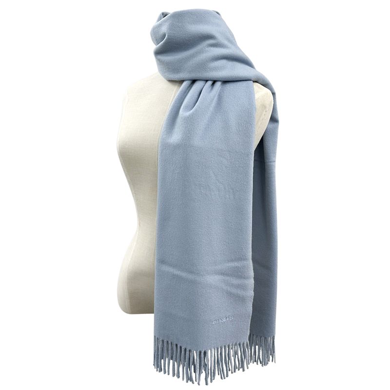 Hermes Scarf Women Men Brand Stole Cashmere Blue Light Blue Autumn Winter