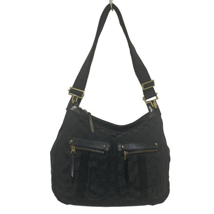 Gucci Shoulder Bag GG Pattern 90762 Black Leather