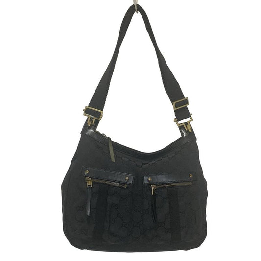 Gucci Shoulder Bag GG Pattern 90762 Black Leather