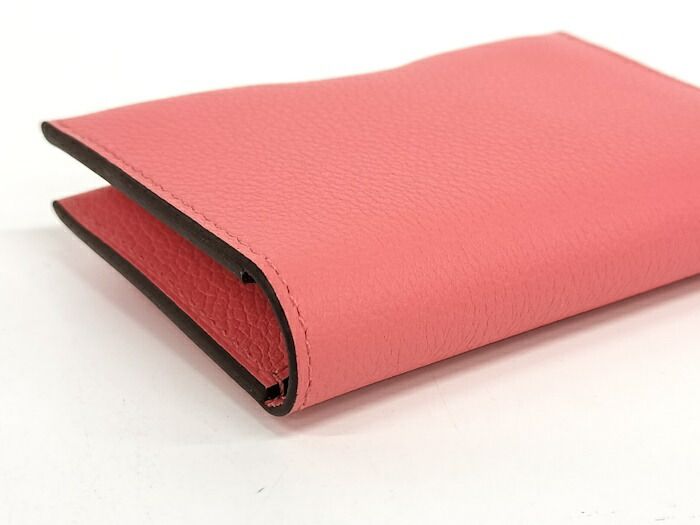 Hermes RMS Card Case Business Card Holder Leather Rose Texas Pinkish Stamped K