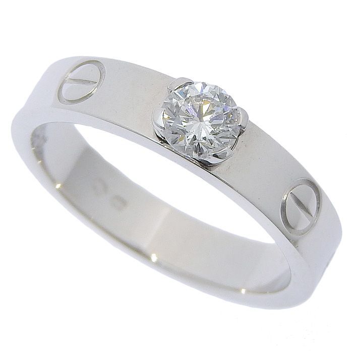 Cartier Mini Love Solitaire Diamond Ring 18K White Gold 750 White Gold Diamond