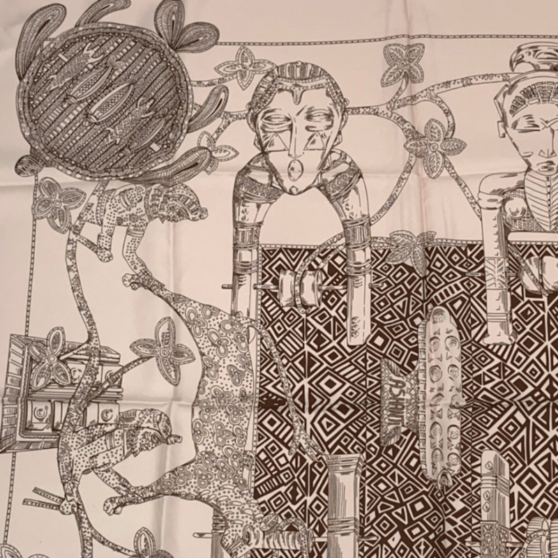 Hermes Carre 90 Silk Scarf Ashanti A Chien Ti Pink