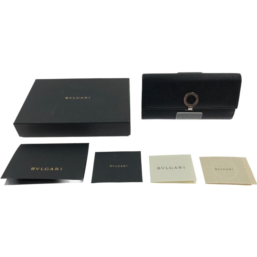 Bvlgari Bvlgari Bvlgari W Hook Long Wallet Silver Hardware 30416 Black