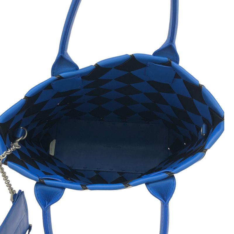 Bottega Veneta Leather Maxi Intrecciato Handbag Tote Bag - Signal Blue Black -