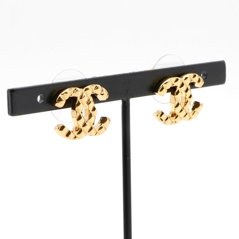 Chanel Earrings Earring Gold Coco Mark Matelasse