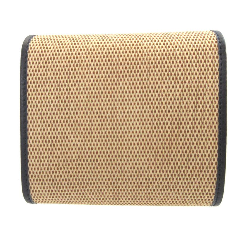 Gucci Horsebit 621891 Canvas Leather Beige Navy Blue Bifold Wallet 0437 Gucci