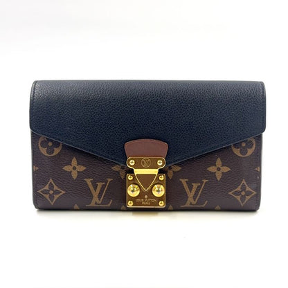 Louis Vuitton Portefeuille Pallas Leather And Canvas Brown Wallet Gold M64092