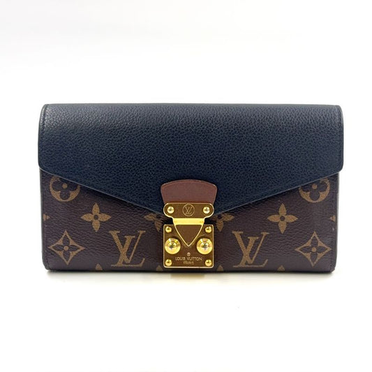Louis Vuitton Portefeuille Pallas Leather And Canvas Brown Wallet Gold M64092