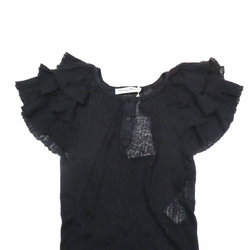 Unused 23ss Christian Dior Tiered Frill Linen Knit Dress Long Logo Embroidery