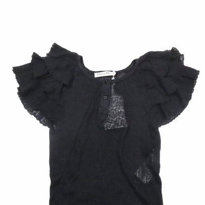 Unused 23ss Christian Dior Tiered Frill Linen Knit Dress Long Logo Embroidery