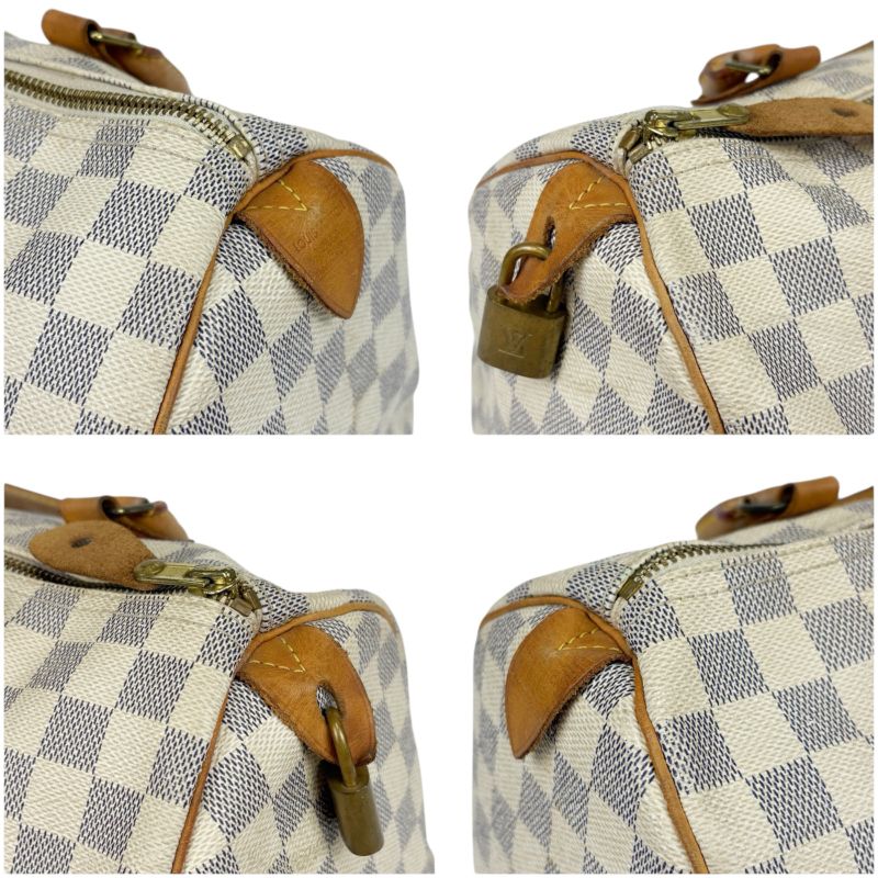 Louis Vuitton Damier Azure Leather Speedy 30 Handbag Mini Boston Bag Padlock