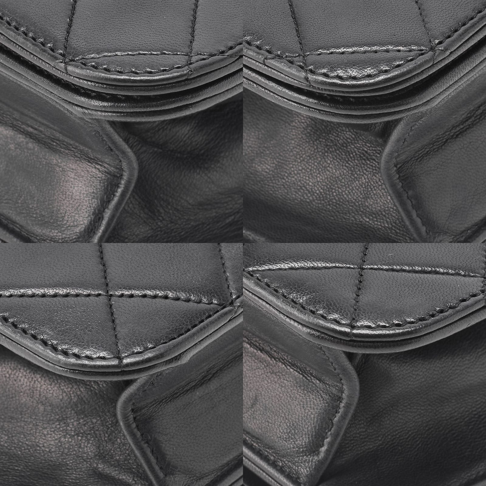 Chanel Chain Shoulder Bag Matelasse Push Lock Lambskin Black Gold Hardware