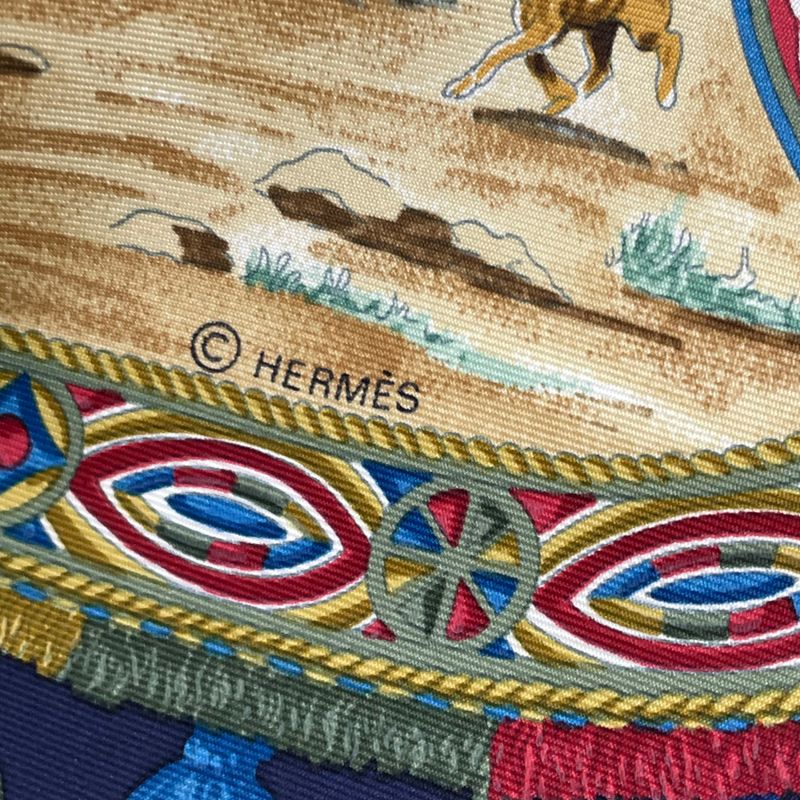 Hermes Carre 90 Scarf Silk Cavaliers Peuls Poole Horseman Navy With Box