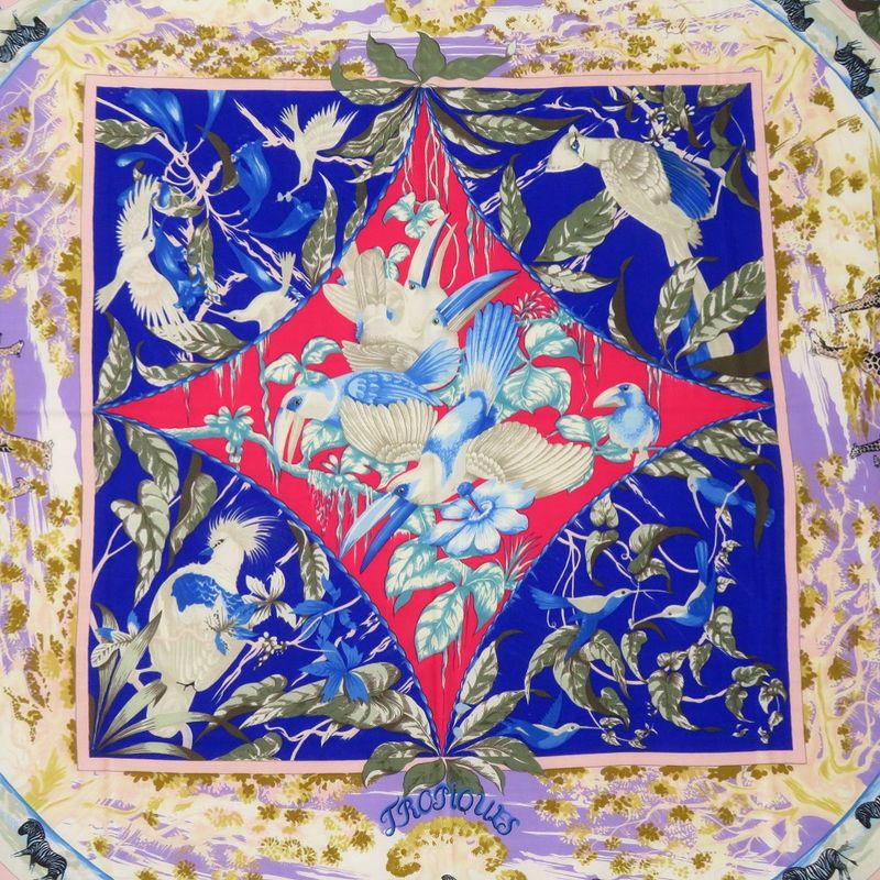 Hermes Carré 140 Tropiques Cashmere Silk Multicolor Scarf 0823 Hermes