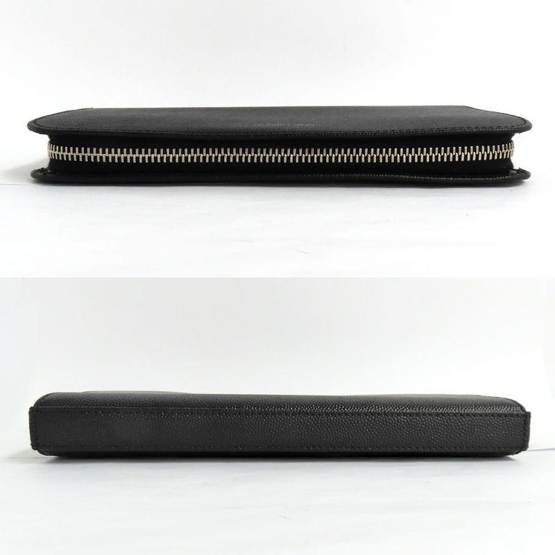 Saint Laurent Full Zip Wallet 534290 Grain Leather Black Silver-hardwar
