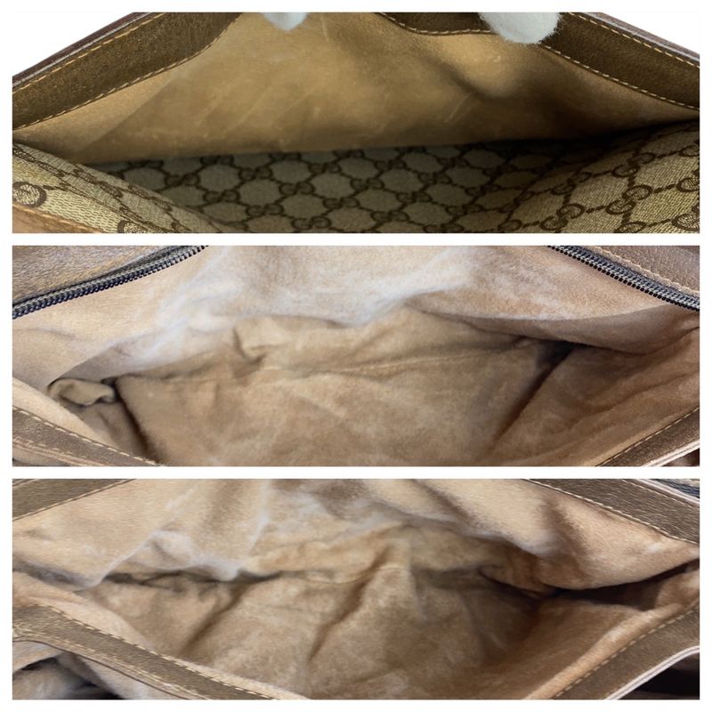 Gucci Vintage Old Gucci Sherry Line Brown GG Supreme Canvas Handbag Shoulder