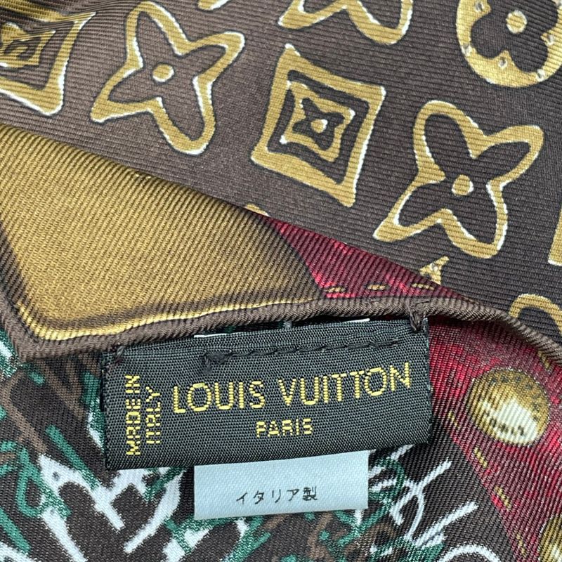 Louis Vuitton Scarf Silk Monogram Map Pattern Brown