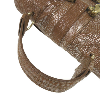 Bulgari Leoni 31649 Leather Brown/silver Handbag Brown 0128 Bvlgari