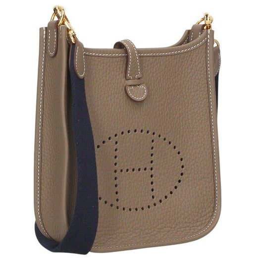 Hermes Evelyn TPM W Engraved Ghardware Taurillon Clemence Etoupe Shoulder Bag
