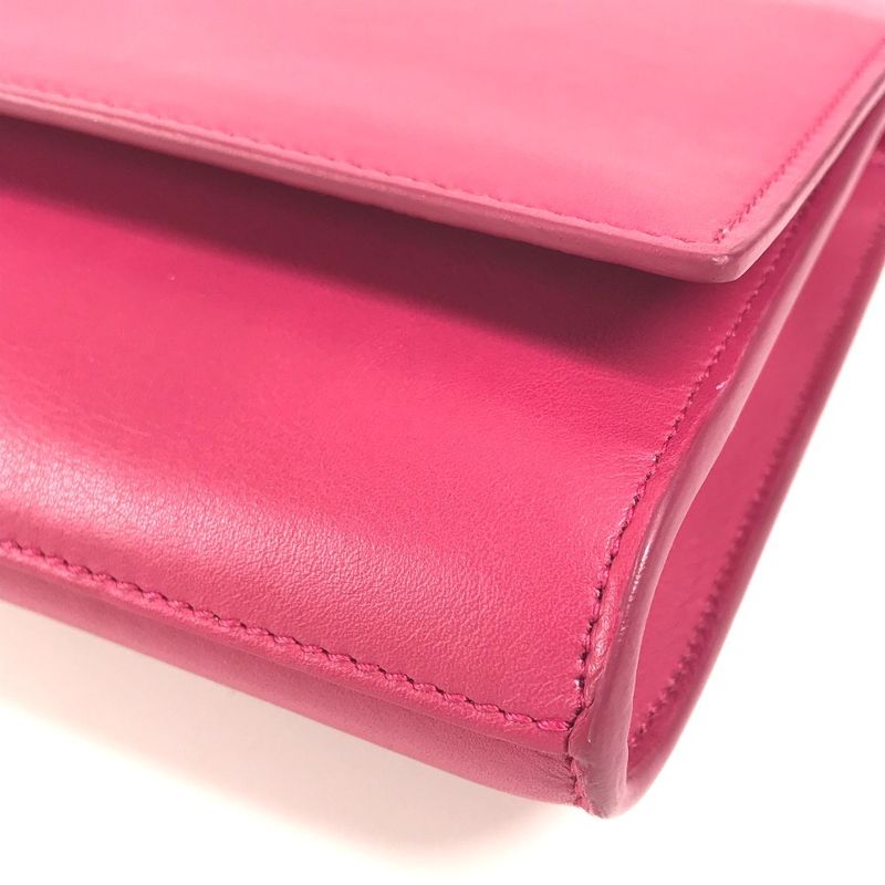 Saint Laurent Clutch Bag Logo Flap 311213 Leather Pink