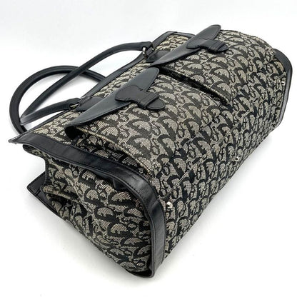 DIOR Handbag Tote Bag Trotter Canvas Leather Black Women's