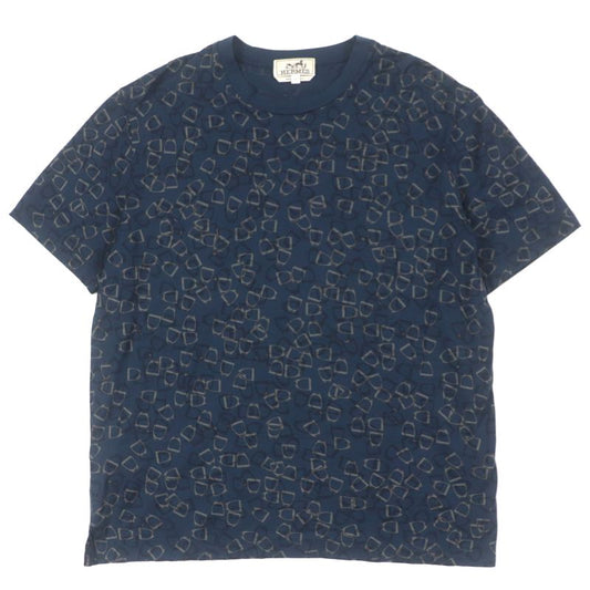 Hermes 100% Cotton Etrier Print All Over Pattern Crew Neck Short Sleeves Short
