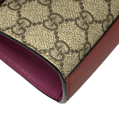 Gucci Shoulder Bag Padlock GG Small 409487 Dark Brown X Red X Multi Chain