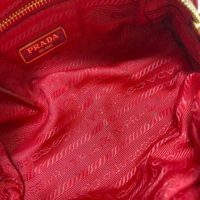 Prada Pouch Red 1n0175 Small Bag Canvas Leather Preowned