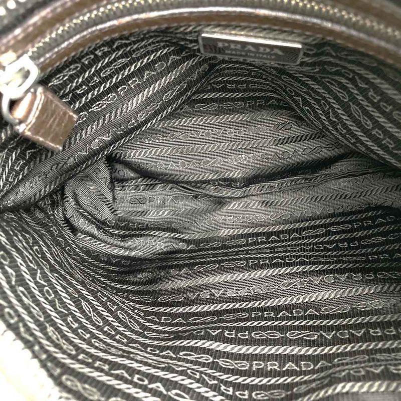 Prada Shoulder Bag Khaki Nylon/leather Triangle Logo Triangle Logo Ladies Men