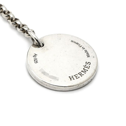 Hermes Necklace Exlibris Pendant PM 18k Pink Gold Silver 925 Silver and Pink