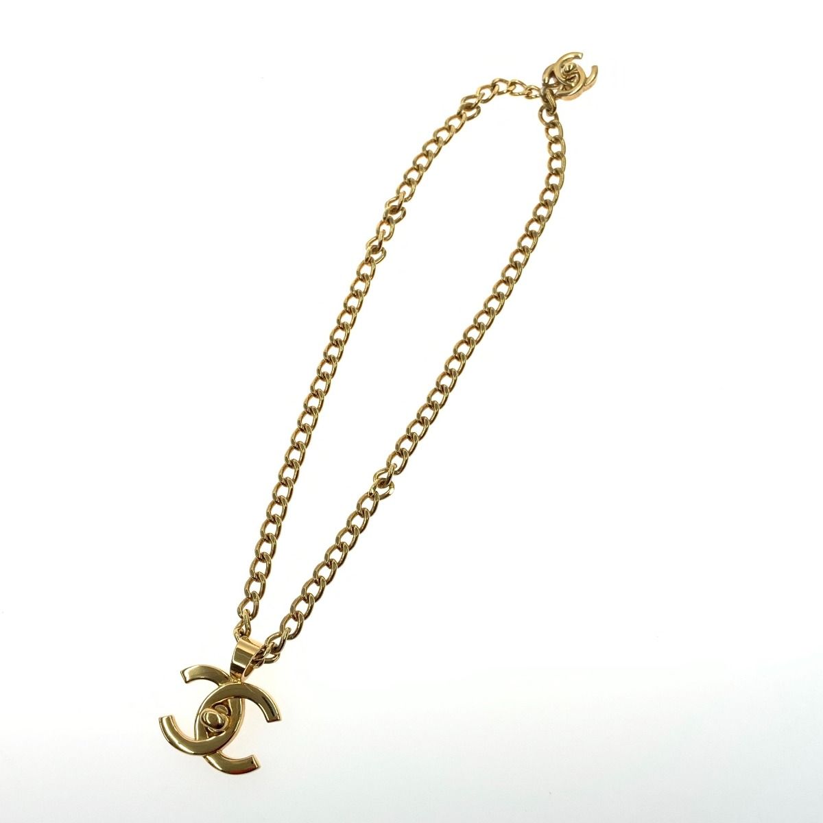 Chanel Cocomark Turnlock 96p Chain Necklace Gold