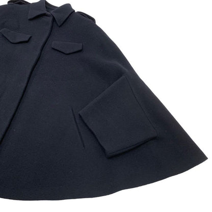 Prada Outerwear Navy Single Breasted Cavern Jacket Triangle Poncho Cape