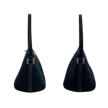 Gucci Black Silver Hardware GG Canvas/leather 039 1103 Handbag Accessory Pouch