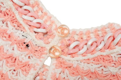 Chanel Dress Size 34 P58 Braided Chain Knit Dress CC Logo Button Coco Mark