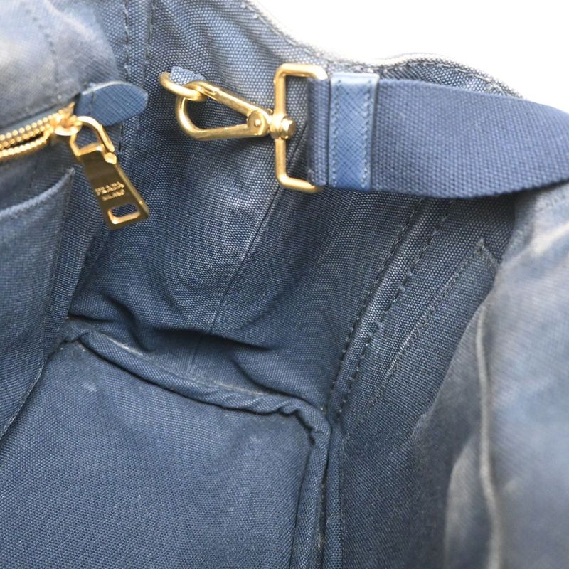Prada Canapa 2WAY Shoulder Handbag Canvas Blue 86ka843
