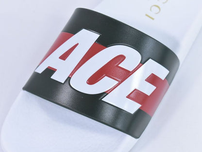 Authentic Gucci × Palace Logo Sherry Line Sandals 39 Rubber White Khaki Red